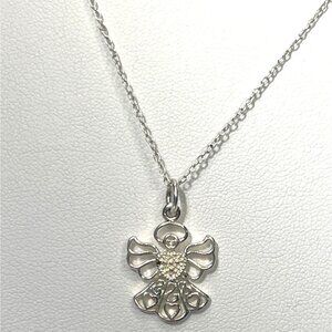 Sterling Silver Angel Hearts Pendant 20" Chain Necklace Marked 925 IBB Thailand